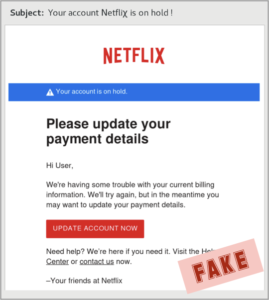 Fake Netflix email graphic