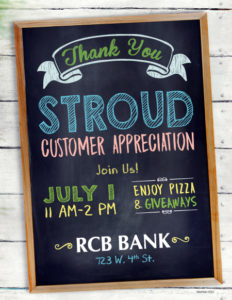 Stroud customer appreciation July 1 from 11am to 2pm